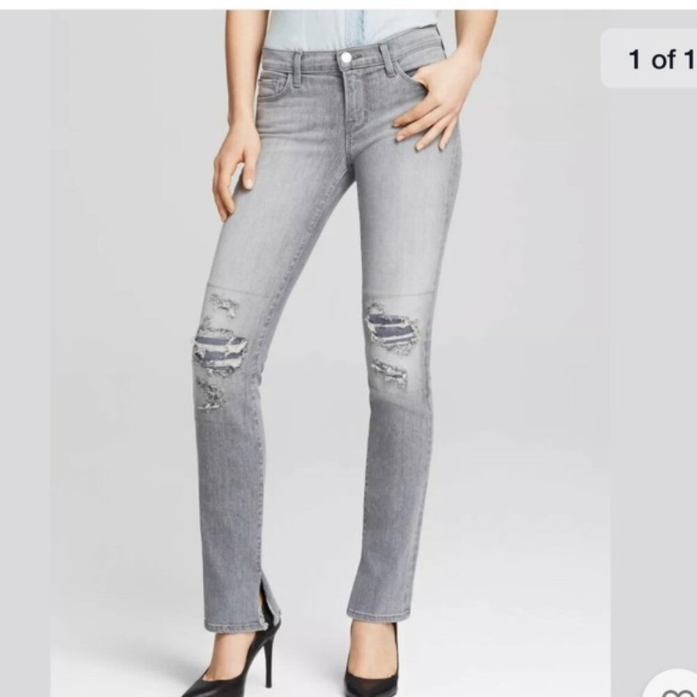 Women's J. Brand Rail Gray Indigo Gray Distressed Skinny Jeans Size 29 #8112E453